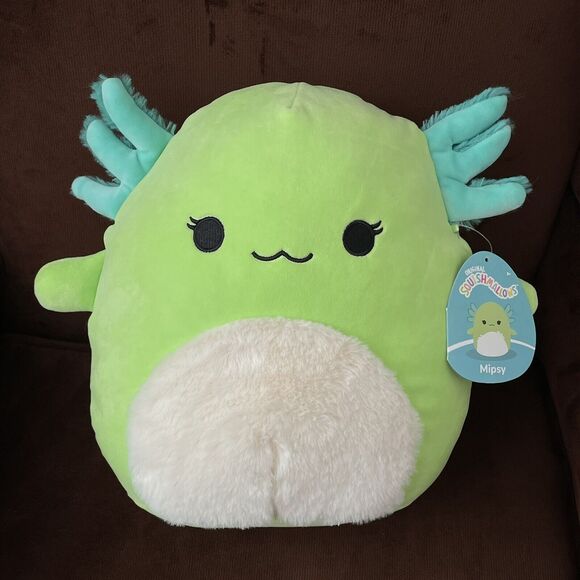 Squishmallows 11” Mipsy Green Blue Axolotl with Fuzzy Tummy Plush Toy Stuffed - Picture 1 of 3